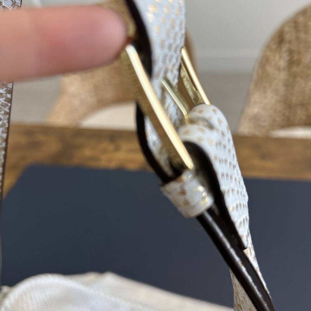 Aimee Kestenberg All For Love Leather Cream & Gold Python Crossbody Bottom Studs - Picture 11 of 12